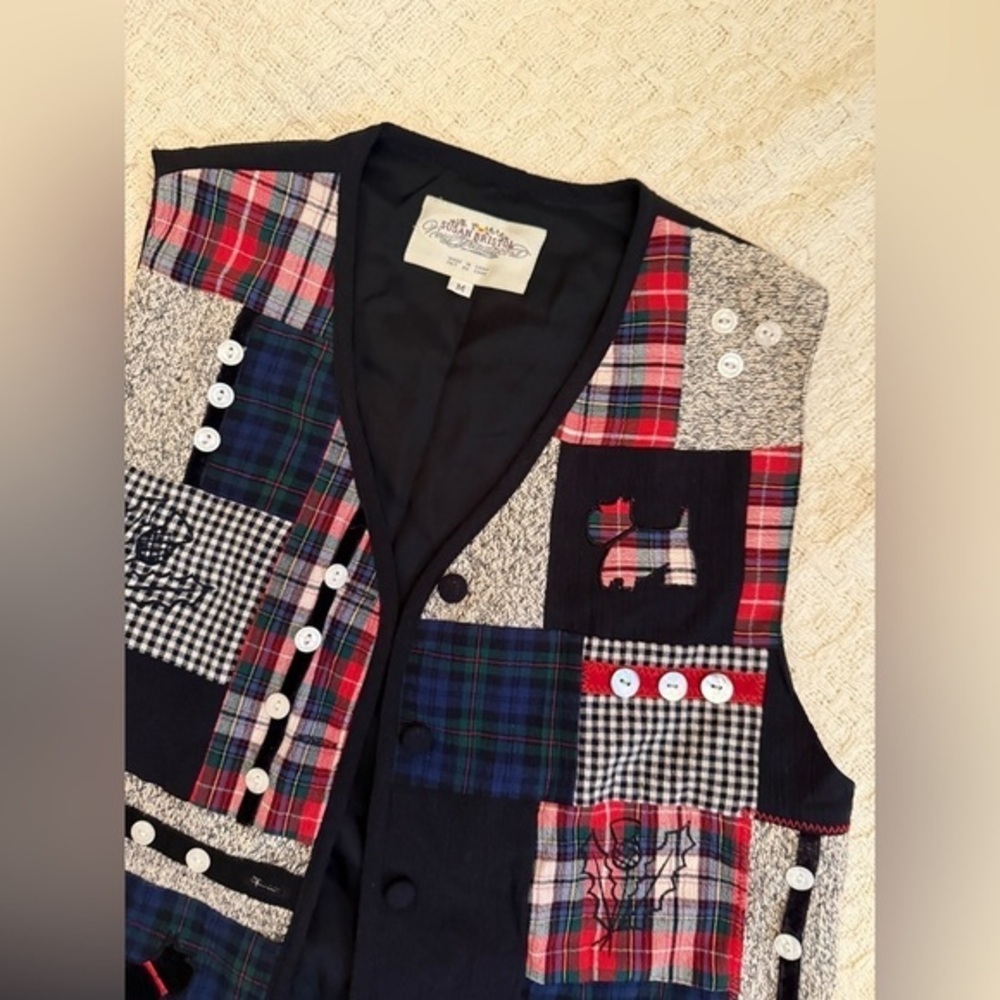 Vintage Susan Bristol hand knit Scotty dog vest